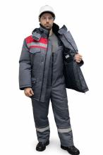 Костюм мужской зимний ОПЗ NEW серый/красный (куртка+полукомбинезон)