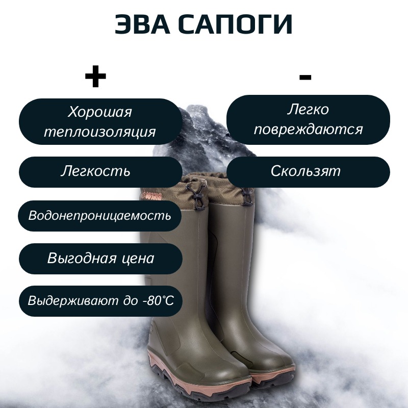 Преимущества и недостатки сапог ЭВА