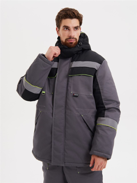 Костюм мужской зимний СИСТЕМА (куртка+полукомбинезон) т.серый/черный/лимон купить за 8570 ₽ в магазине «Аматис»