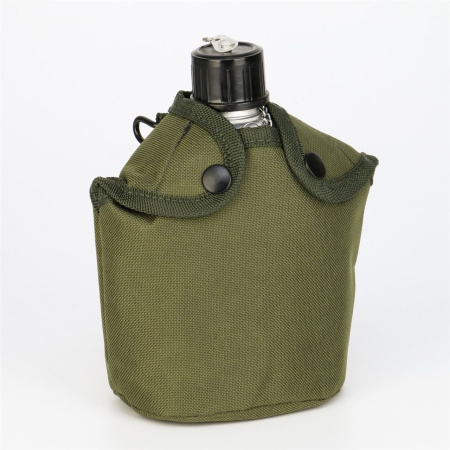 Фляжка армейская Adventure 0.8 л для воды, с котелком, металл, зелёный чехол купить за 1660 ₽ в магазине «Аматис»