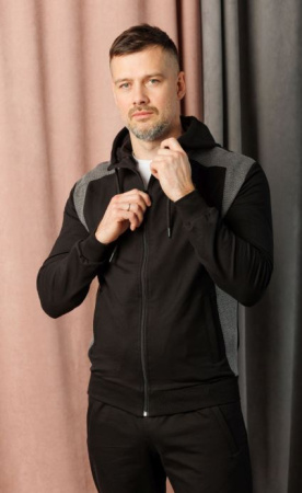 Костюм мужской спортивный Relay М-1855, черный/серый купить за  в магазине «Аматис»