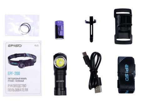Фонарь EPILSO EPF-200 Luminus SST20 10W, 3.7V 0.8Ah,5В (USB)+налобный ремень купить за 2690 ₽ в магазине «Аматис»