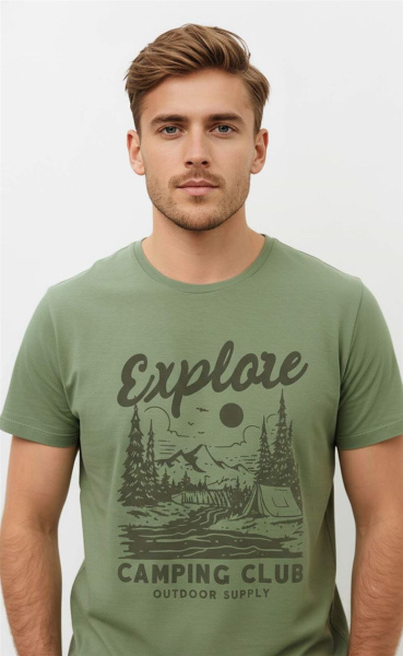 Футболка мужская с принтом F611-06-927, зеленый купить за  в магазине «Аматис»