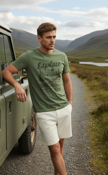 Футболка мужская с принтом F611-06-927, зеленый купить за  в магазине «Аматис»