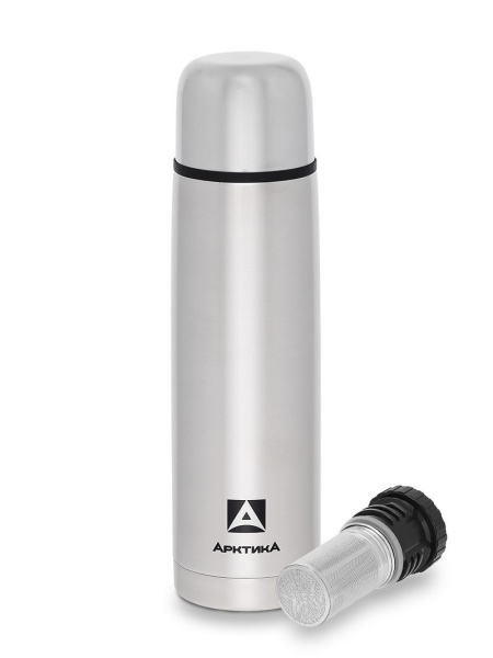 Термос Арктика 101-1000С с узким горлом и ситечком 1000мл, серебряный купить за 2410 ₽ в магазине «Аматис»