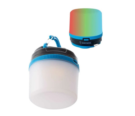 Фонарь кемпинговый походный КОСМОС (KOC602B) теплый свет плюс мультиколор/2Вт/3xAAА/ABS-пластик