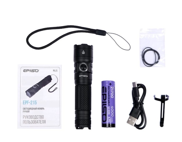Фонарь EPILSO EPF-215 CREE XHP50.2 20W, 3.7V 4.0Ah, 5В(USB) аккум.21700 купить за 3990 ₽ в магазине «Аматис»