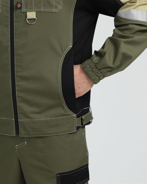 Костюм мужской летний ВЕКТРОН-2 (Формула-2) хаки/черный/бежевый (куртка+ полукомбинезон) купить за 7500 ₽ в магазине «Аматис»