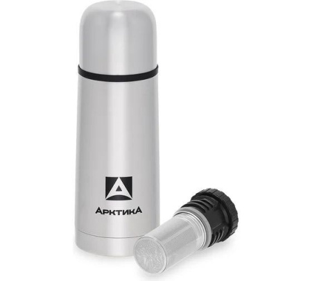 Термос Арктика 101-350С с узким горлом и ситечком 350мл, серебряный купить за 1510 ₽ в магазине «Аматис»
