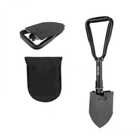 Лопата тактическая складная Ecos FS-02,  47,5*12 см малая в чехле черный 