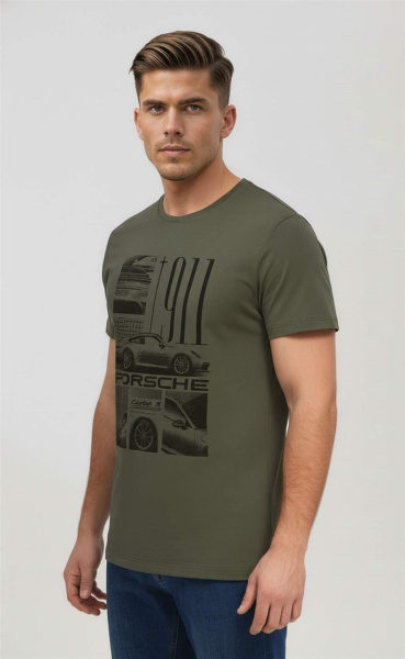 Футболка мужская с принтом F611-06-925, хаки купить за 850 ₽ в магазине «Аматис»